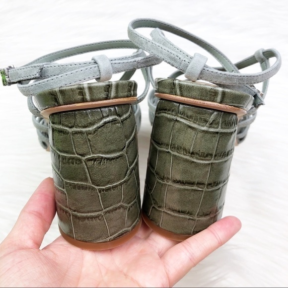 New Sam Edelman Daffodil Sandals in Seafoam Mineral Green Croc Embossed Leather - Picture 5 of 15